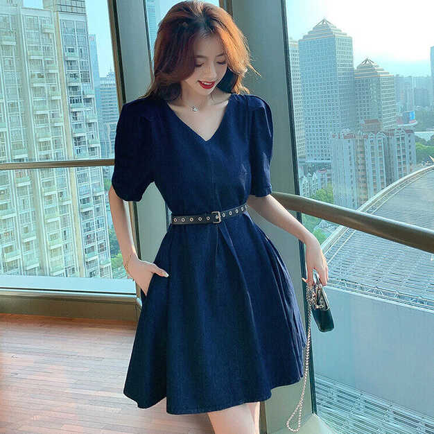 Summer Fashion Women New Korean Short Sleeves V Neck Slim Fit A ...