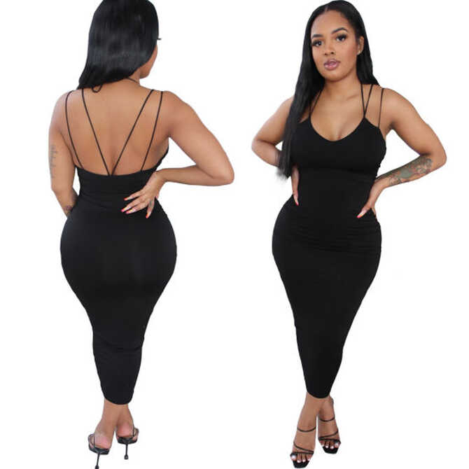 Summer Hot Selling Sexy Dresses Bodycon Womens Dress Black Deep V ...