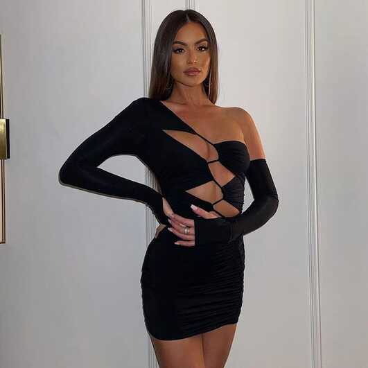 Summer Sexy Club Party Bodycon Dresses Long Sleeve Cut Out Bandage ...