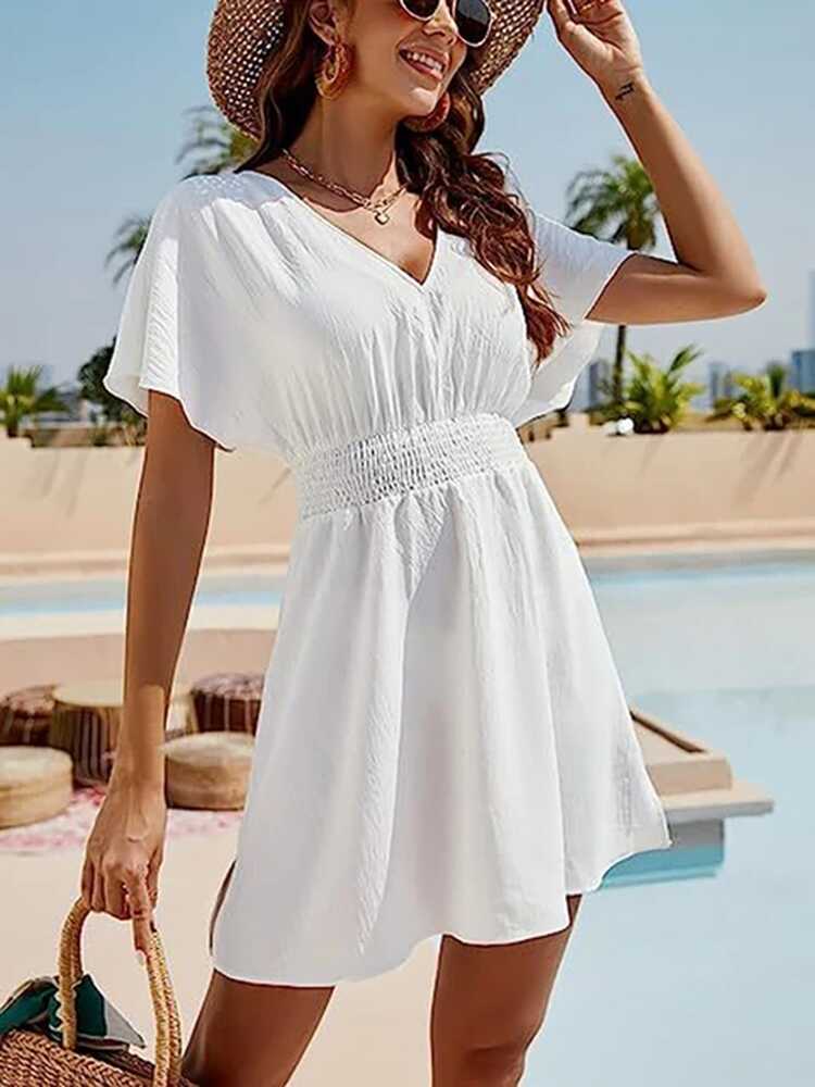 Summer Short Dress Women Beach White Sundress Female Holiday ...