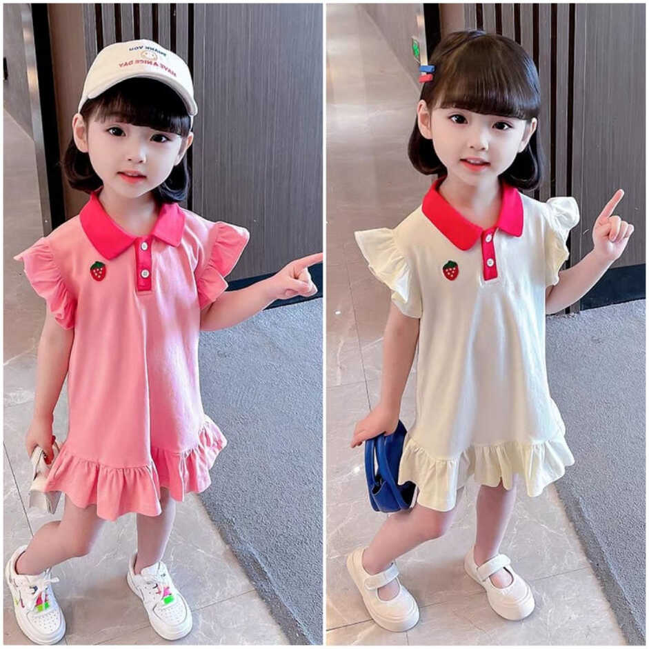 Summer Short Sleeve Polo Shirt Dress Baby Girl Dress Kids Fashion ...