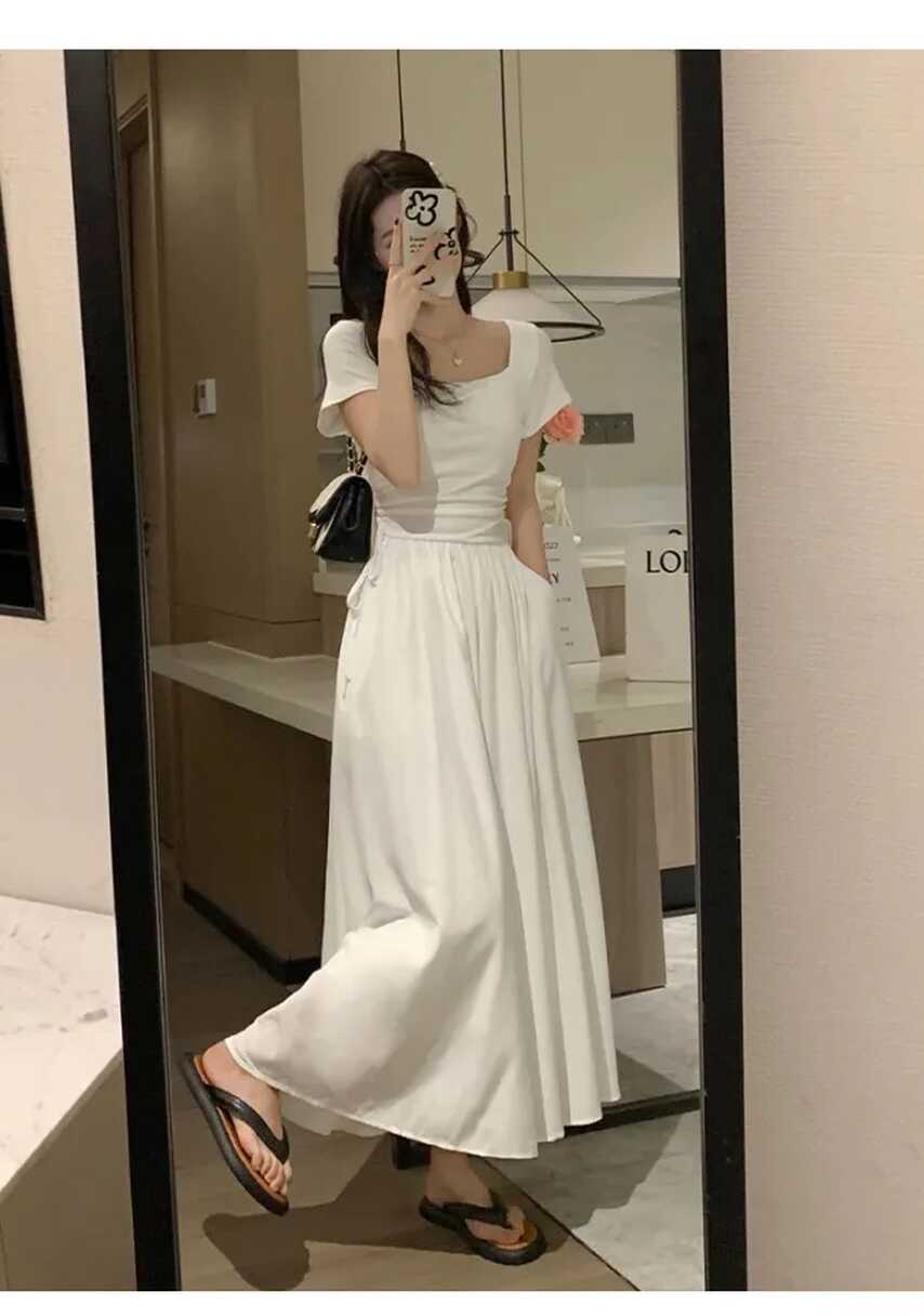 Summer Slim white dress for women Korean style party cute sweet ...