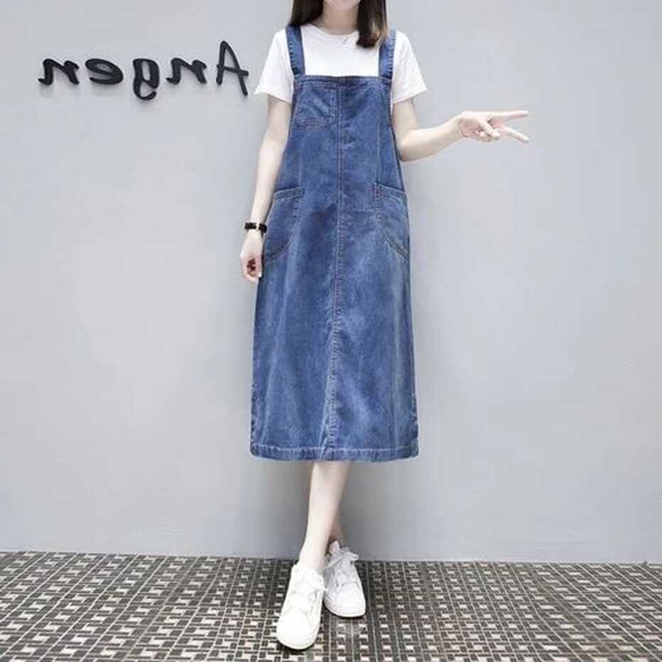 Summer Women Cotton Denim Maxi Dress Plus Size Long Casual ...