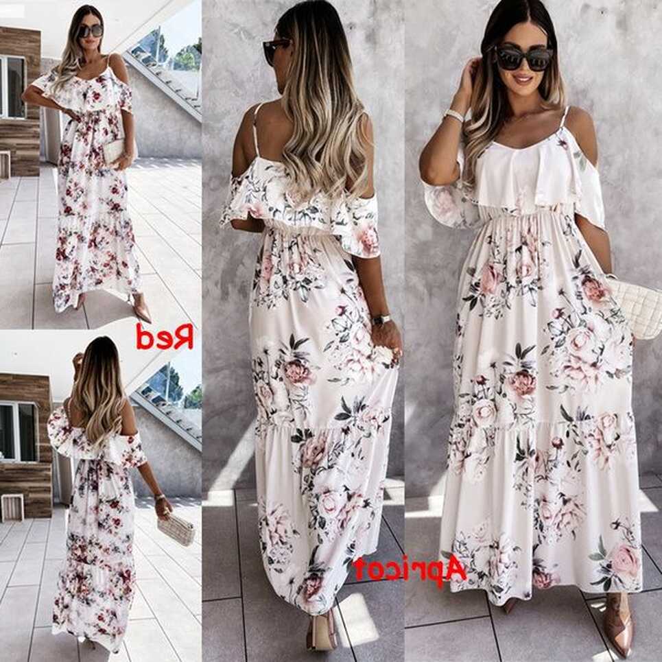 Summer Women Long Dress Print Off Shoulder Dress Casual Beach Maxi ...