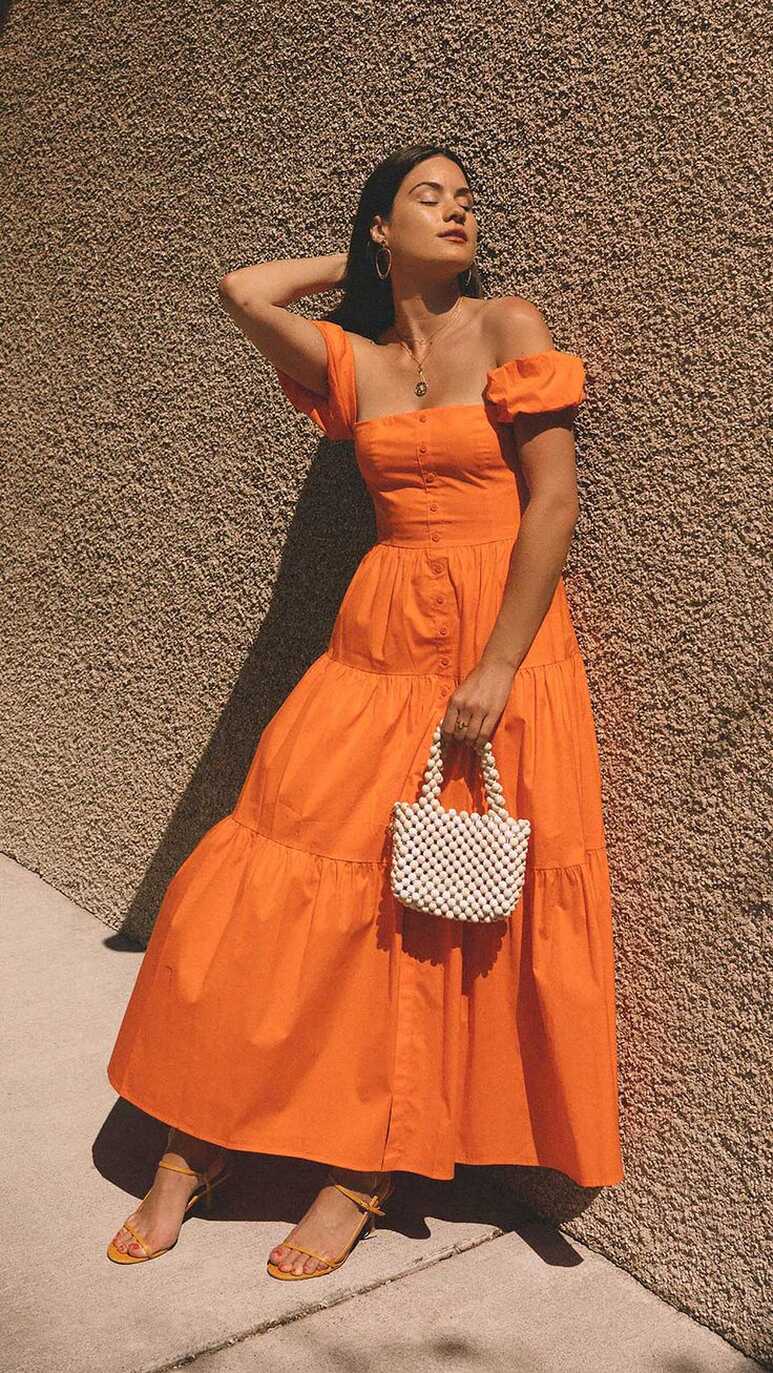 Summer in Staud — Sarah Christine | Orange dress outfits, Orange ...