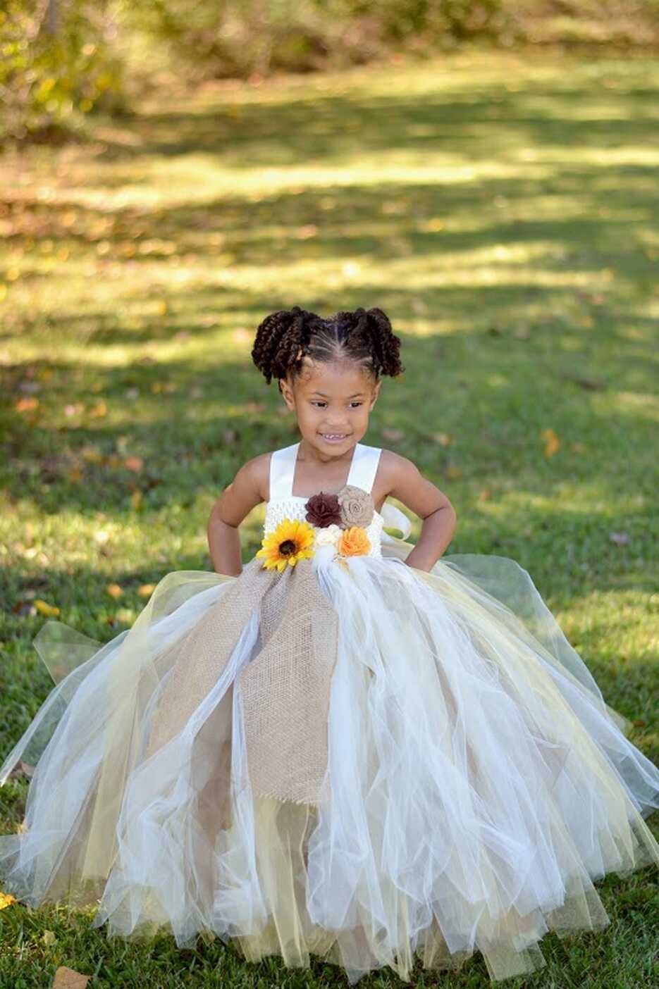 Sunflower &amp; Burlap Tutu Dress, Sunflower Flower Girls Dress, Fall ...