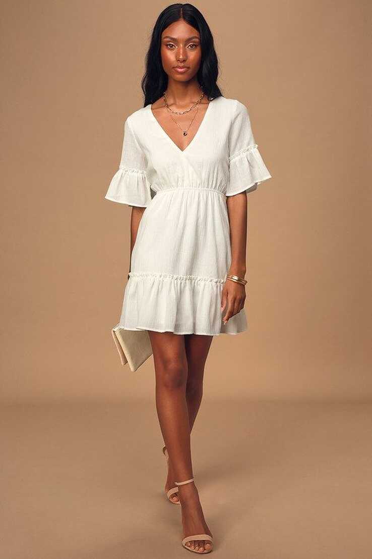 Sunshine Daydream White Short Sleeve Cutout Mini Dress