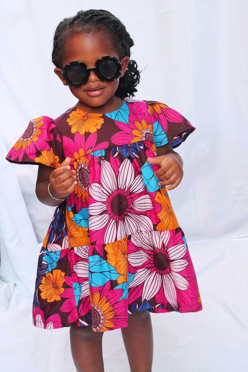 Super Colorful Fun and Comfy Girl Dress - Ankara - Elisamama