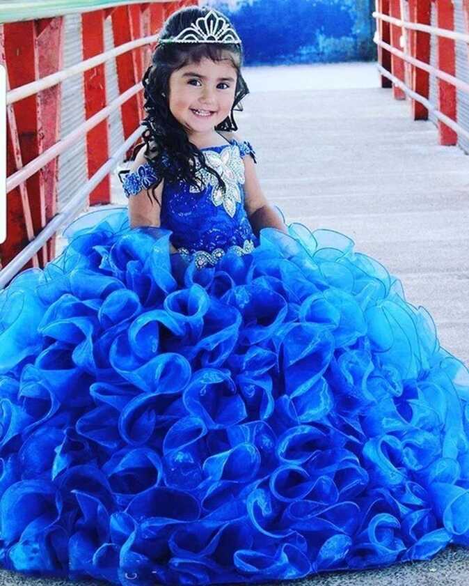 Sweet Royal Blue Ruffles Pageant Dress for Little Kids Ball Gown ...