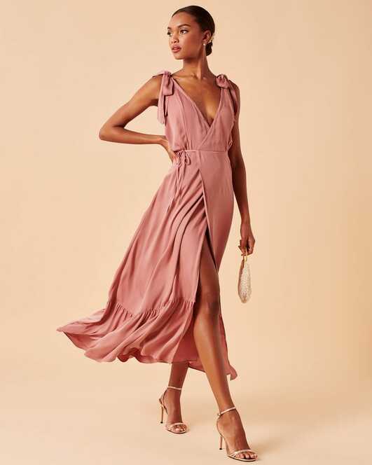 Sweet Satin Wrap-Front Maxi Dress | Dress, Womens maxi dresses ...