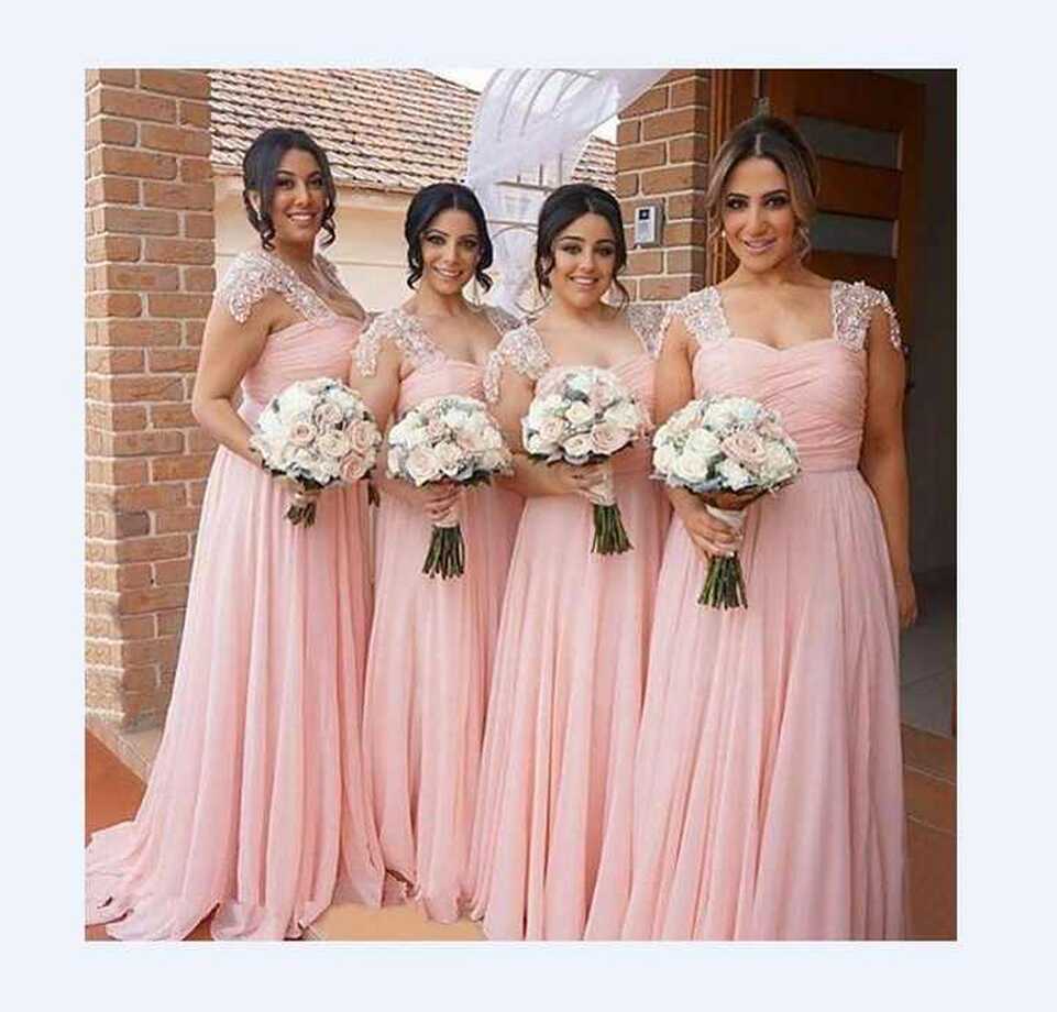 Sweetheart A-Line Plus Size Chiffon Long Blush Pink Bridesmaid ...