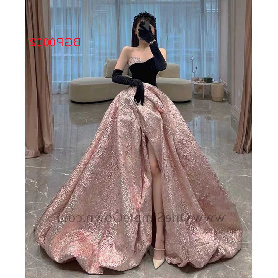 Sweetheart Black Top Pink Princess Event Ball Gown - OneSimpleGown.com