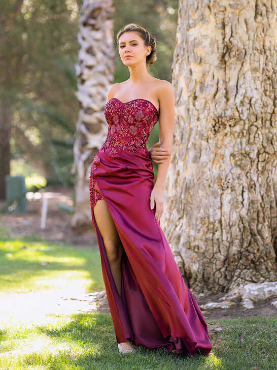 Sweetheart Neckline Sequin Lace Top Satin Floor Length Prom Dress ...