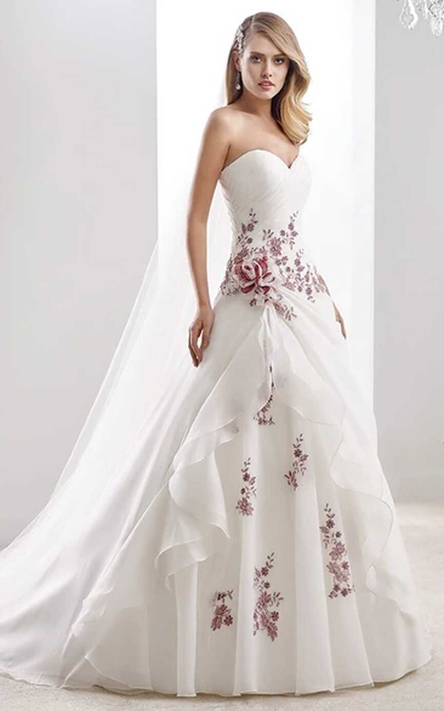 Sweetheart Pleated A-Line Floral Wedding Dress With Lace-Up Back ...