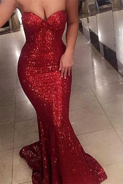 Sweetheart Red Sequin Prom Dress Long – loveangeldress