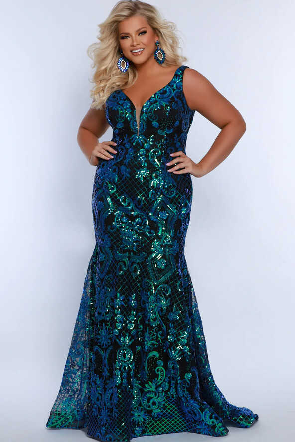 Sydneys Closet SC7368 Long Prom Dress Mermaid Plus Size Sequin V ...