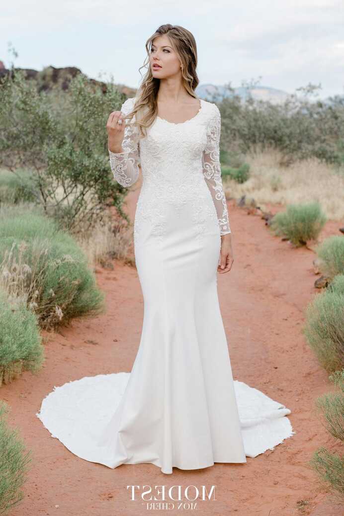 TR12023 Modest Wedding Dress Long Lace Sleeves | A Closet Full of ...