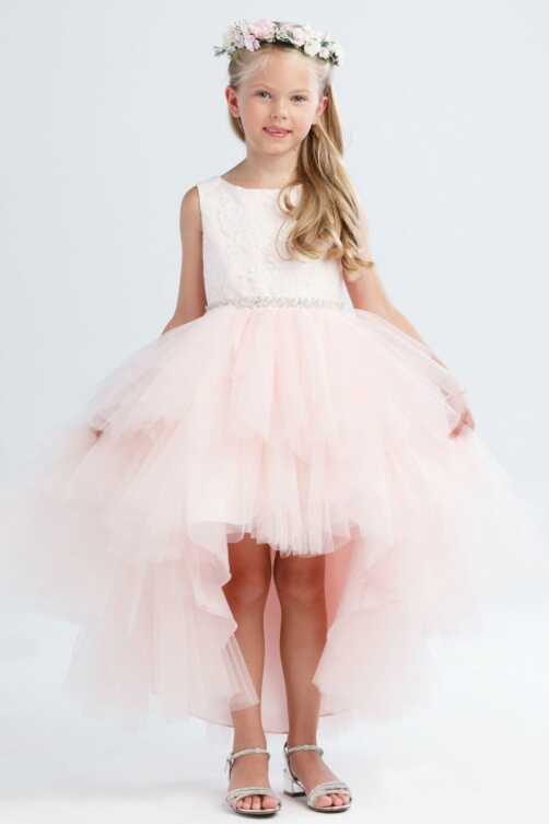 TT_5722BL - Girls Dress Style 5722 - Satin and Tulle High-Low ...