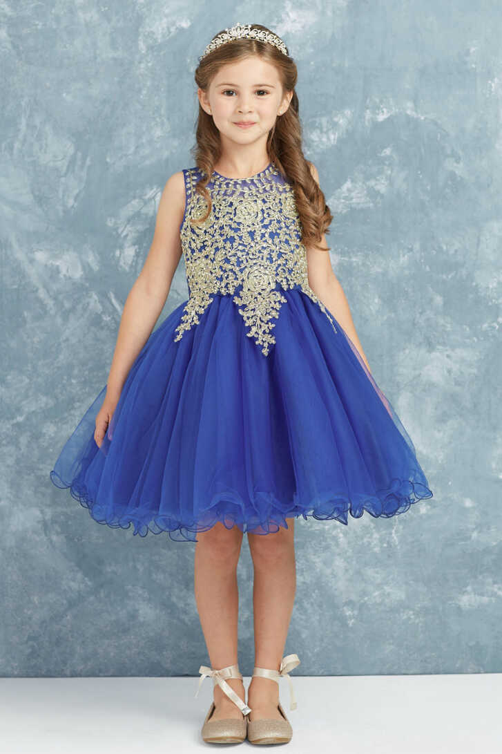 TT_7013RY - Girls Dress Style 7013 - ROYAL BLUE Short Gown with ...