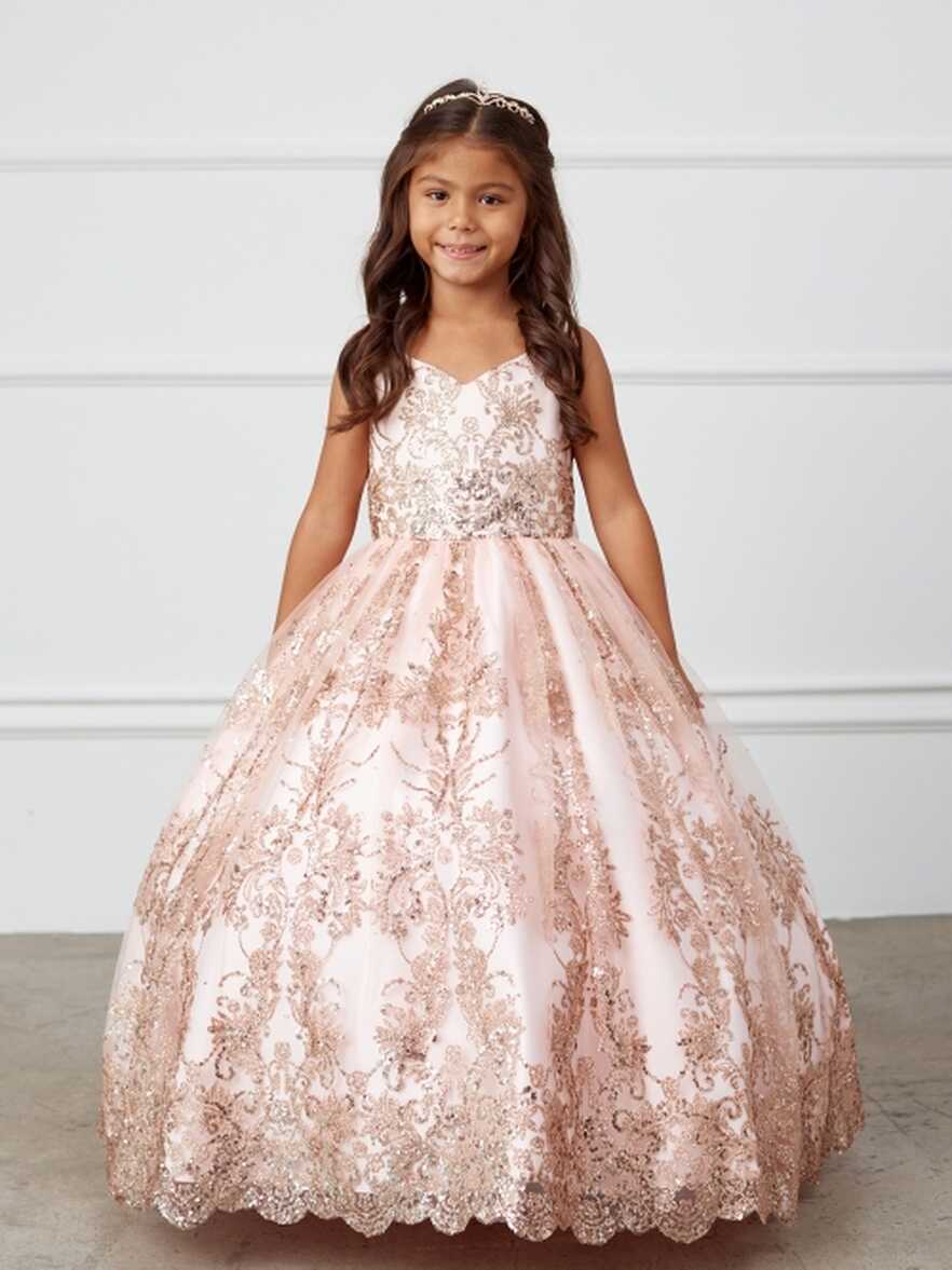 TT_7036BH - Blush Glitter Mesh Overlay Ball Gown - Tip Top Kids ...