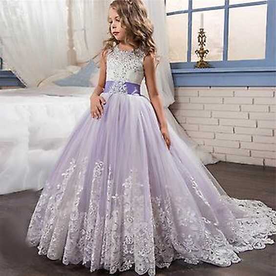 Tailing Girls Formal Dress White Bridesmaid Kids Clothes Children ...