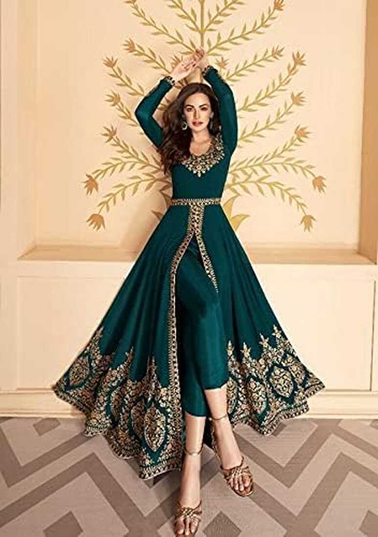 Teal Blue.Designer Indian/Pakistani Women Party Wear Long A-Line ...