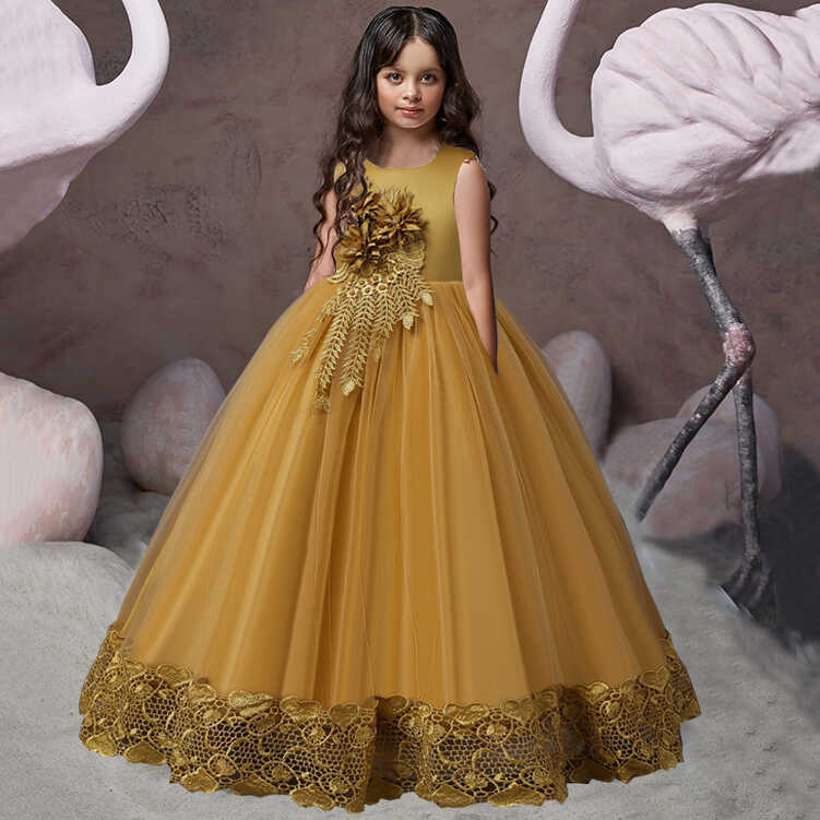 Teen Long Flower Bridesmaid Dresses For Girls Children Wedding ...