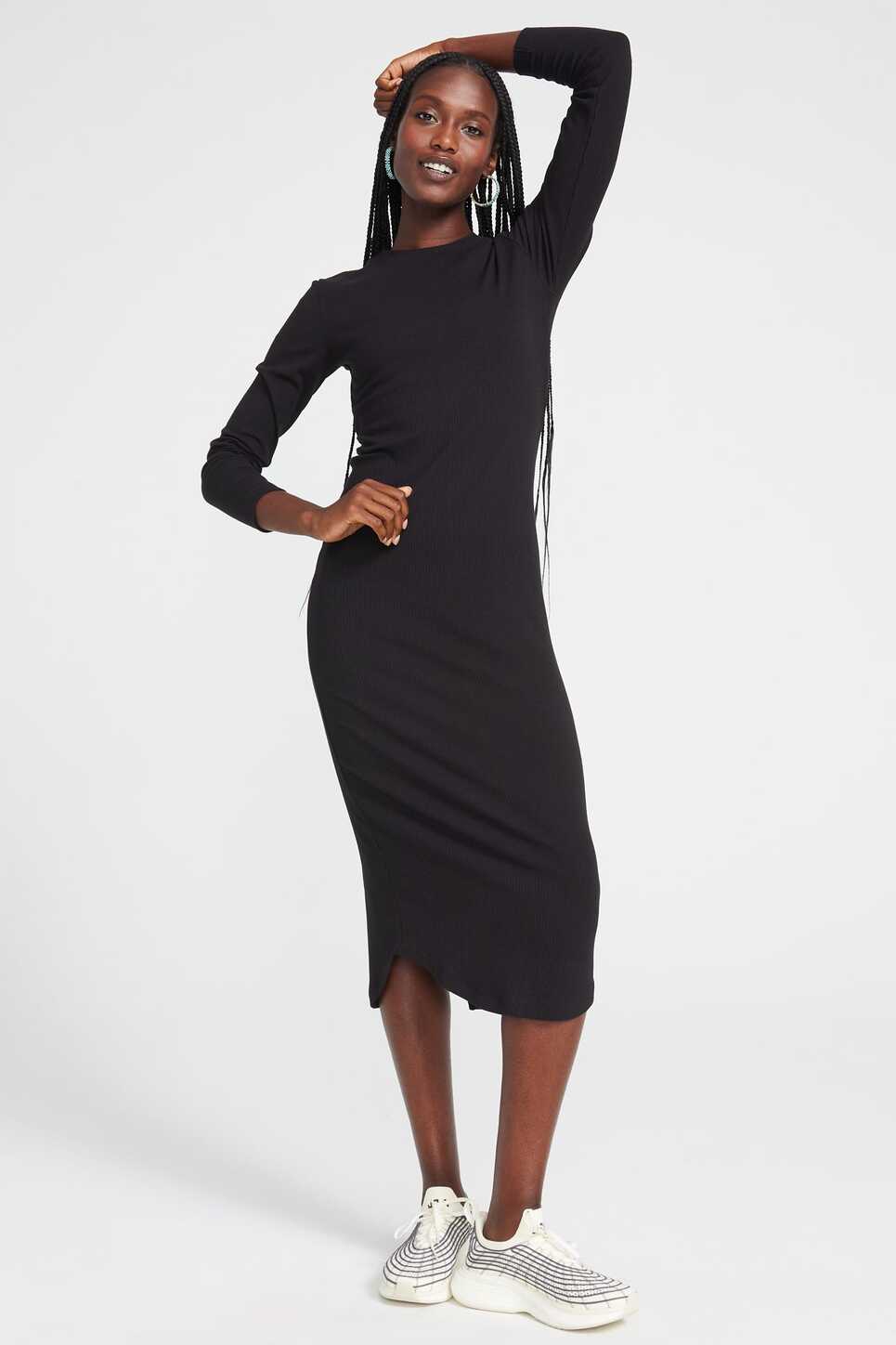 Terez Black Rib Long Sleeve Dress | Women&#39;s Dresses – Terez.com