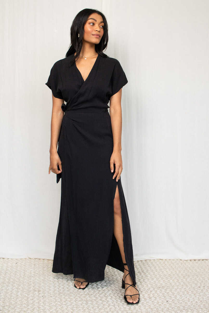 That&#39;s a Wrap Maxi Dress - Tencel Viscose - Black – Natalie Busby