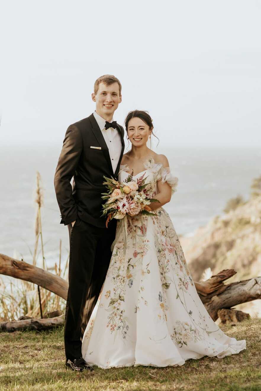 The Bride Wore a Floral Wedding Dress for Her Intimate, Elegant ...