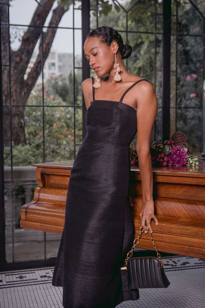 The Maya Midi Dress in Black