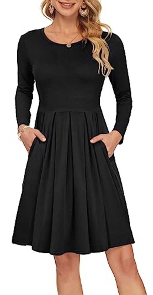 This black dress from Amazon is my go-to layering piece for fall