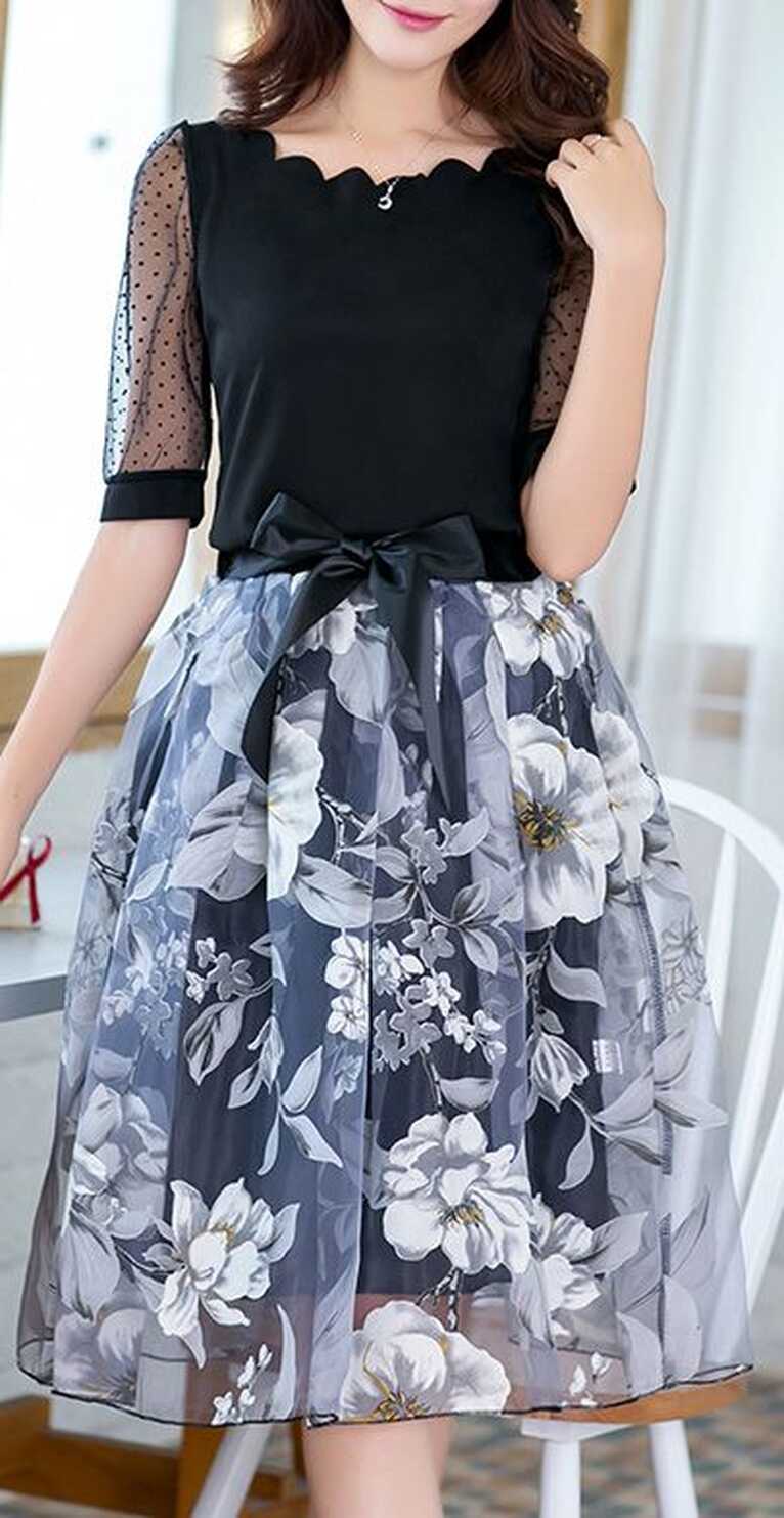 This floral knee length dress is giving us the romantic and ...