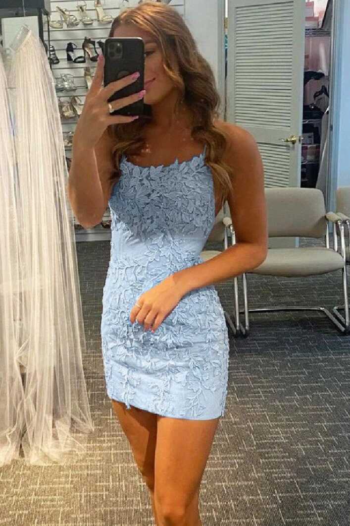 Tight Bodycon Blue Backless Kaya Homecoming Dresses Party Dress