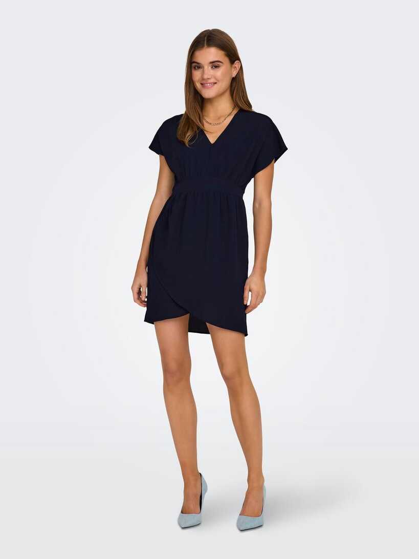 Tight Fit V-Neck Short dress | Dark Blue | ONLY®