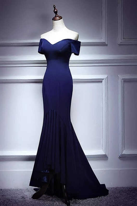 Tight Fitted Prom Dress in Navy Blue