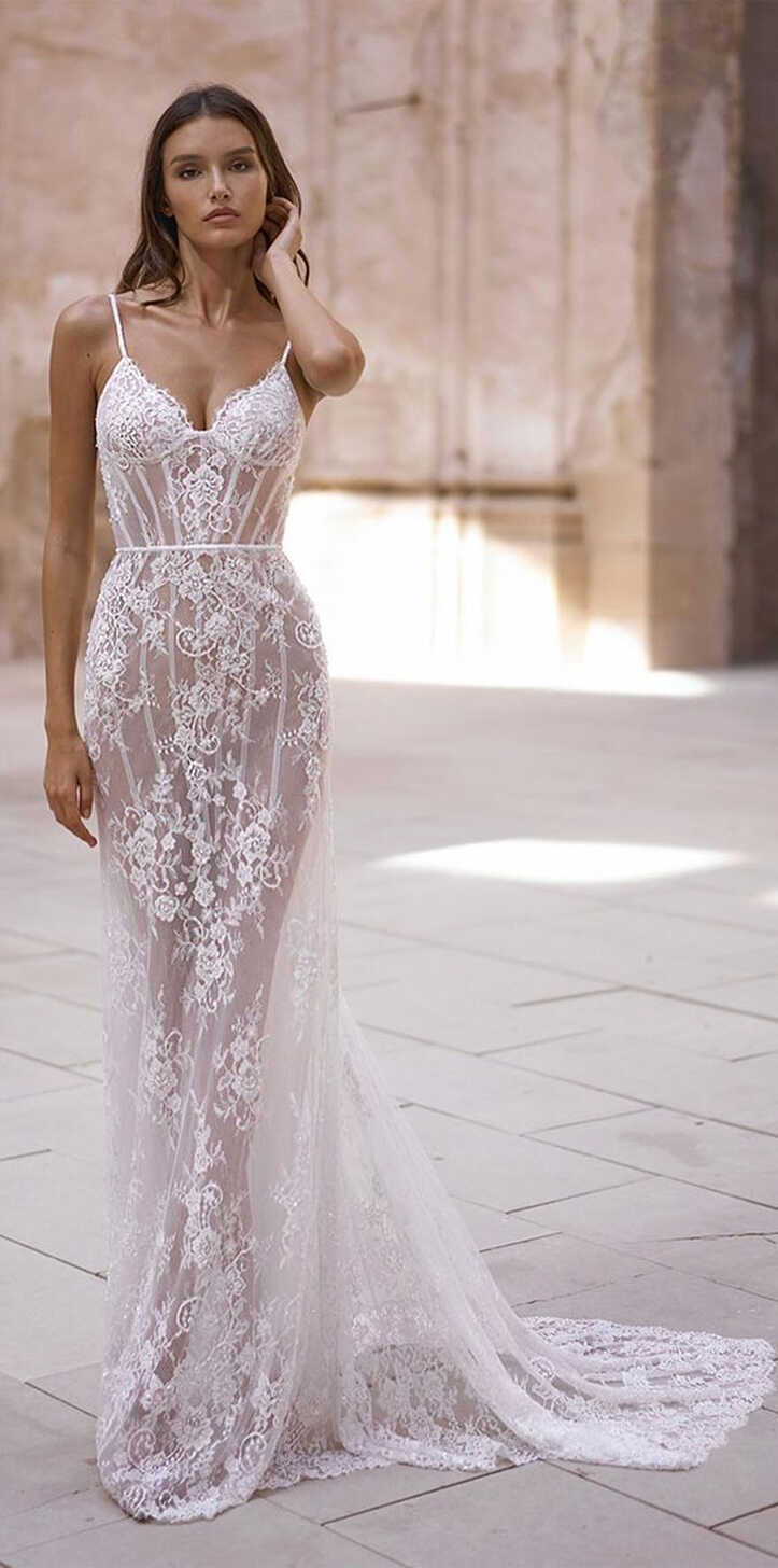 Timeless Wedding Dresses To Lookout : All-over lace V-neck semi ...