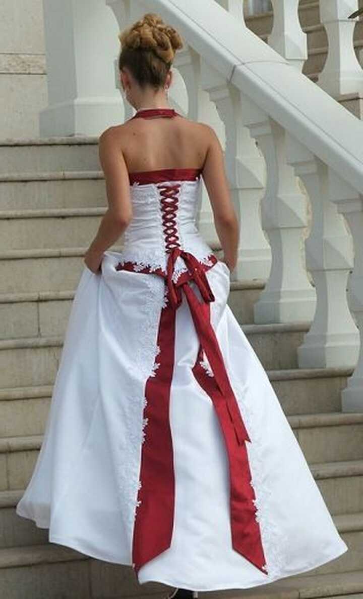 Timeless and Elegant Red and White Wedding Dress