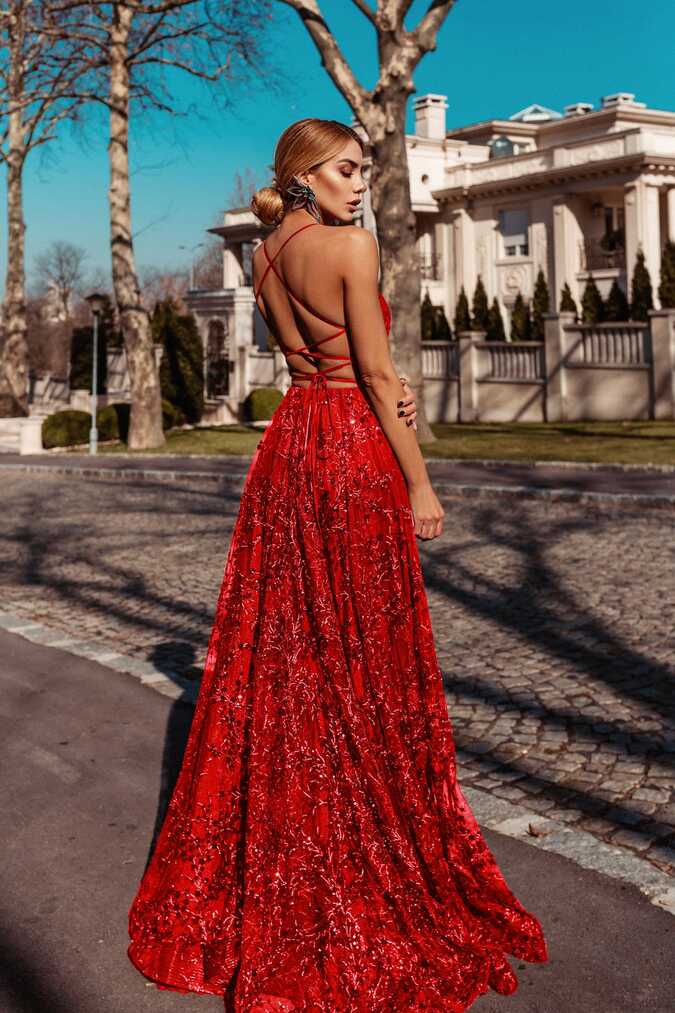 Tina Holly Couture TW030 Red Gala A Line Formal Dress