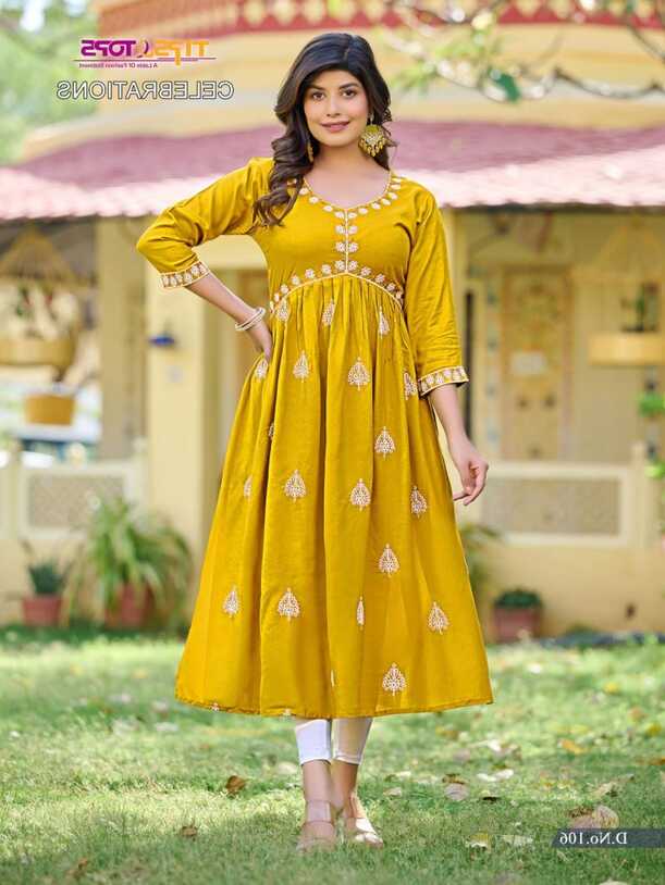 Tips And Tops Celebrations Alia Cut Rayon Long Kurti Collection ...