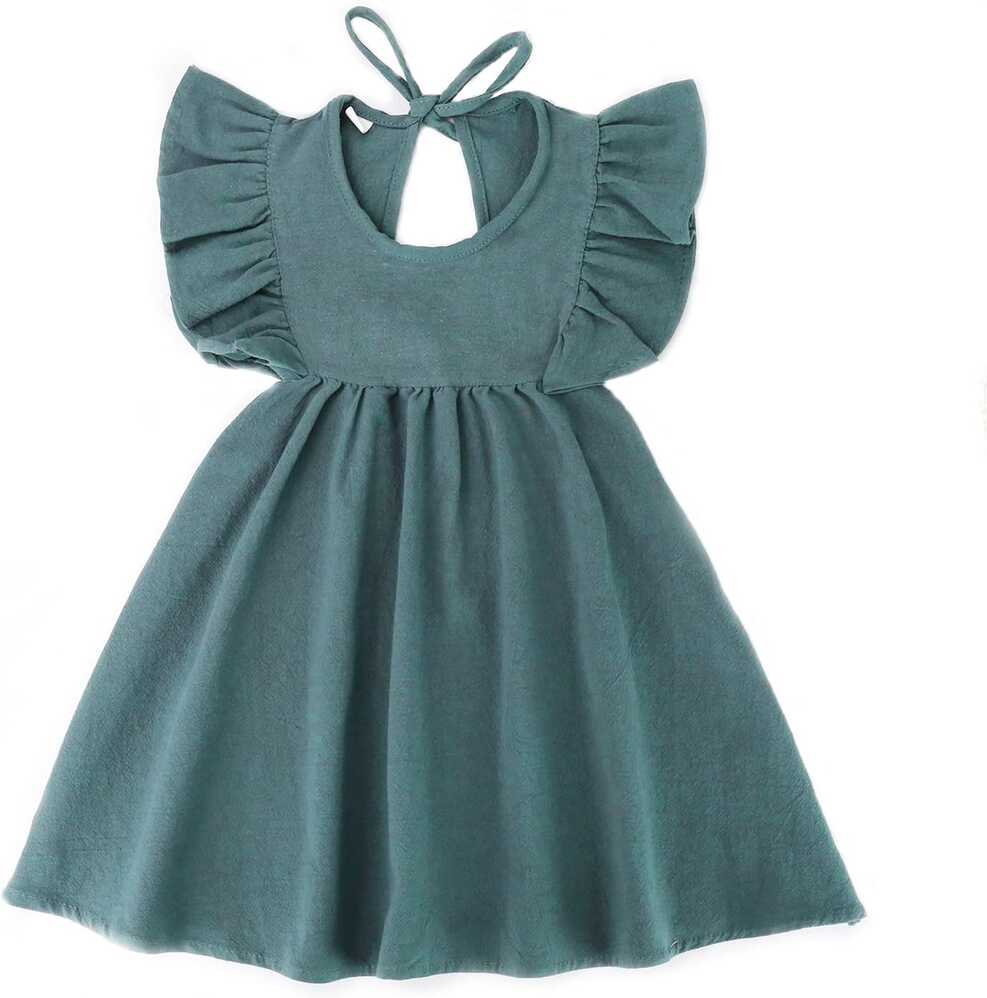 Toddler Baby Girl Dress Summer Cotton Linen Ruffle Halter ...