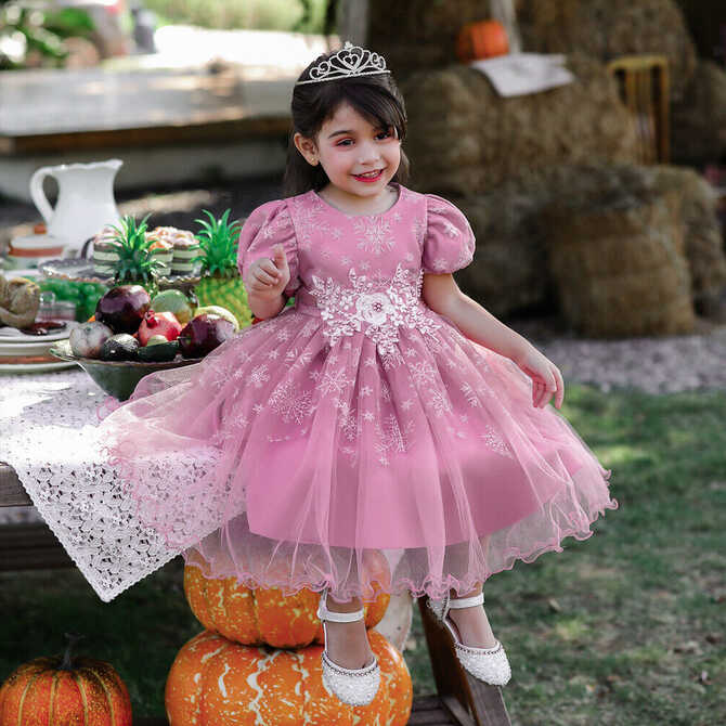 Toddler Baby Girl Lace Balloon Sleeve Tutu Dress Party Wedding ...