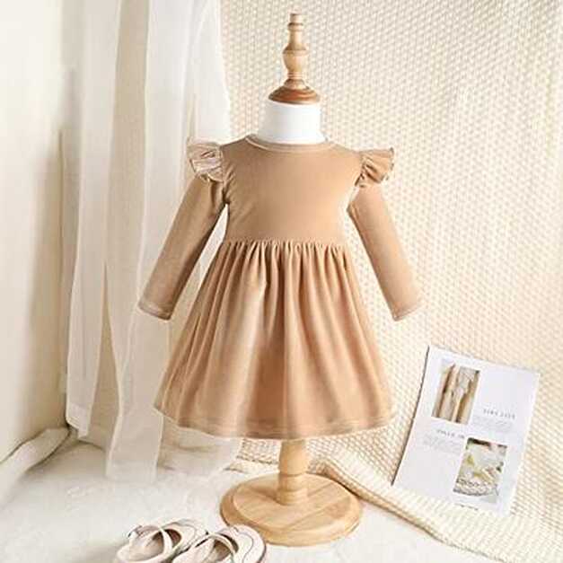 Toddler Baby Girls Velvet Tutu Dress Ruffle Long Sleeve Princess ...