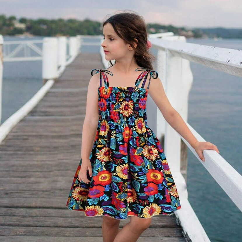 Toddler Baby Kids Girls Sleeveless Strap Summer Beach Dresses ...