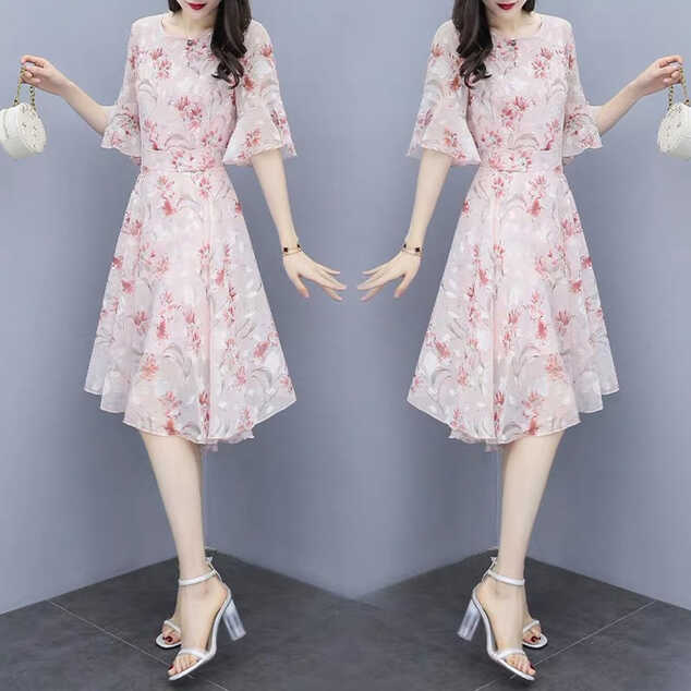 Tongliya Fairy dress female summer V-neck Korean version mid ...