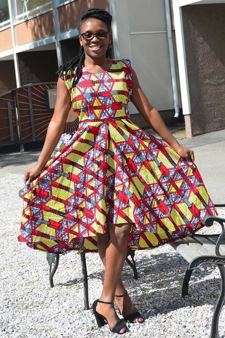 Traditional African Wax Print Midi Dress - Kipfashion