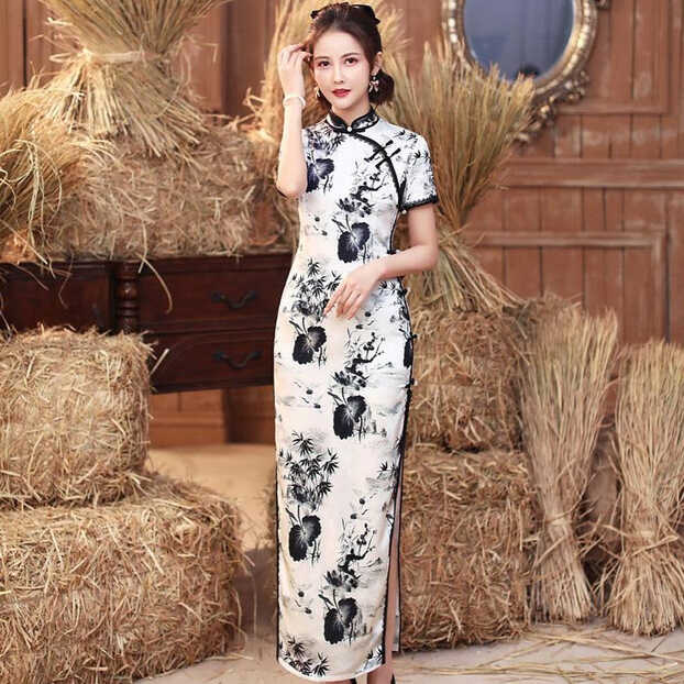 Traditional Cheongsam Full Length Chinese Dress for Modern ...