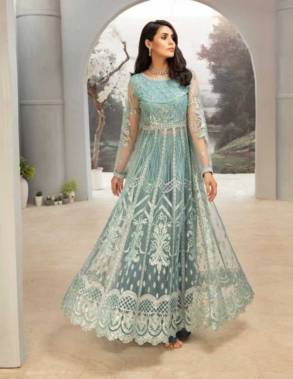 Trendy Pakistani Maxi Dress In Light Turquoise Color From 2020 ...