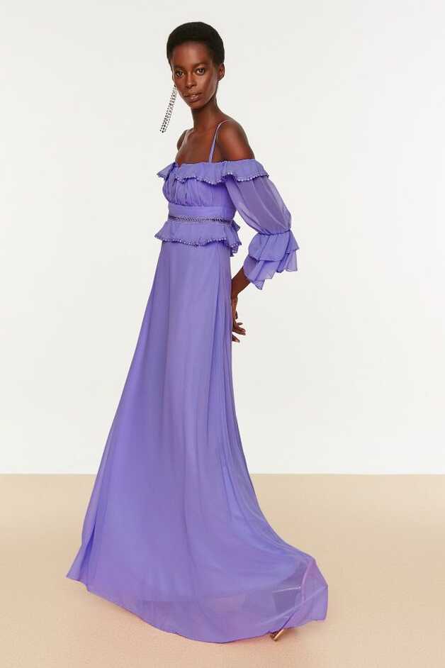 Trendyol Collection Light Purple Flounce Evening Dress - Long, A ...