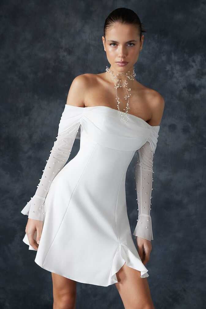 Trendyol Collection White A-Cut Lining Stylish Wedding Dress ...